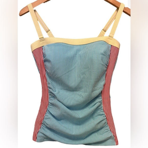 Lands' End Blue and Red Striped Swim Top-NWOT - Picture 1 of 6
